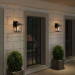 Villa aydınlatma kapı girişi camlı tekstüre siyah aplik aydınlatma - Görsel 7