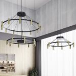 Modern kafe aydınlatma çember ahtapot kollu siyah kafe avize - Görsel 2